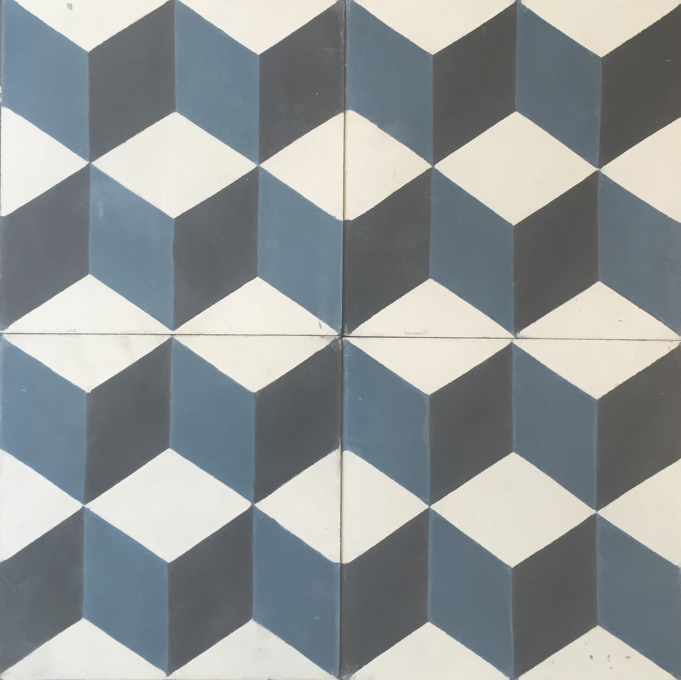 Geometric Blue Marine Black Encaustic Tile